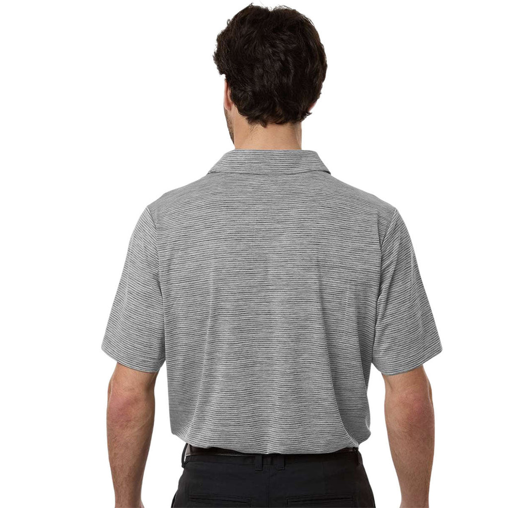Team 365 Men's Black Heather/White Relay Heathered Stripe Polo