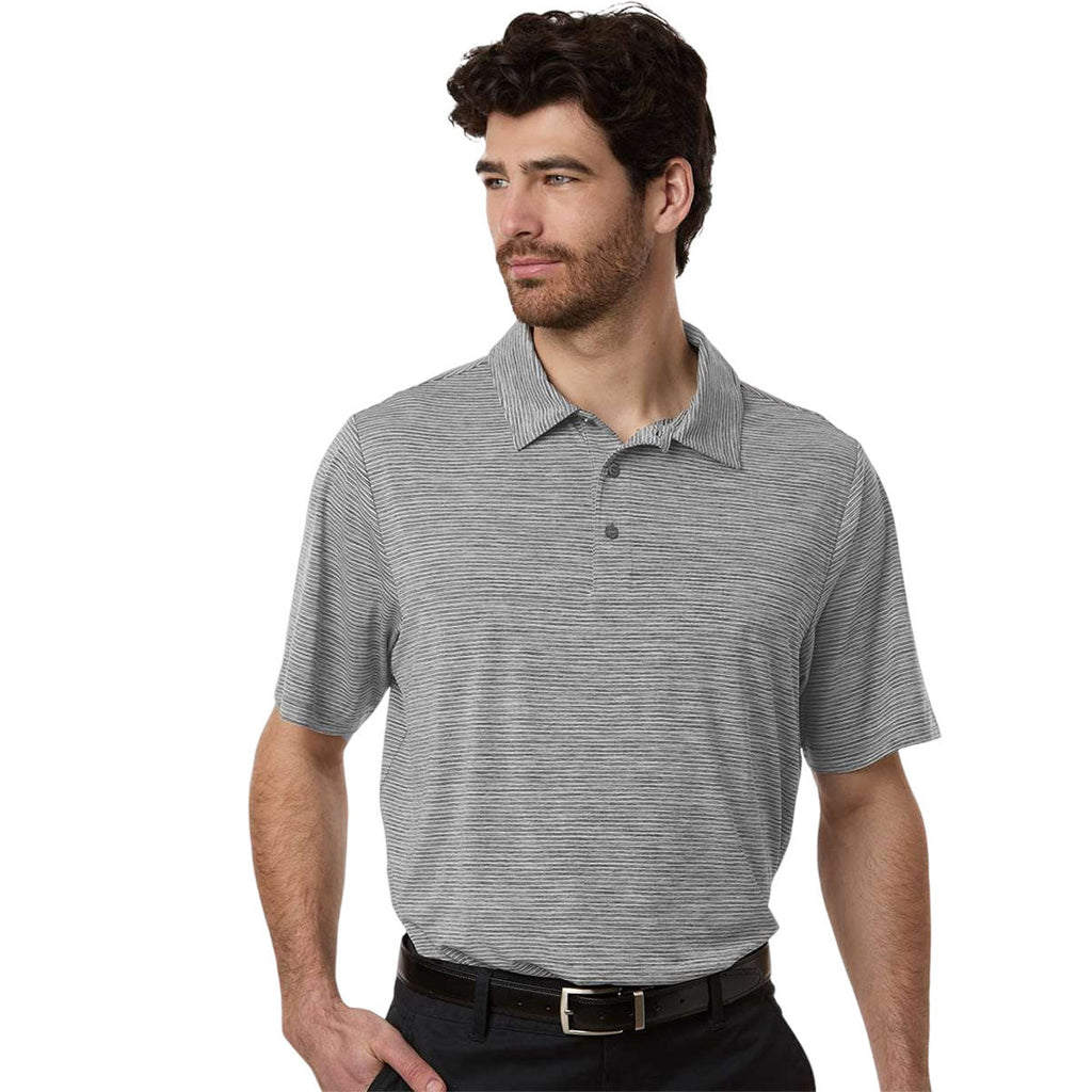 Team 365 Men's Black Heather/White Relay Heathered Stripe Polo