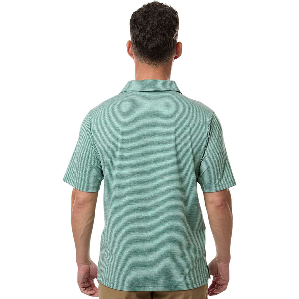 Team 365 Men's Sport Forest Heather/White Relay Heathered Stripe Polo