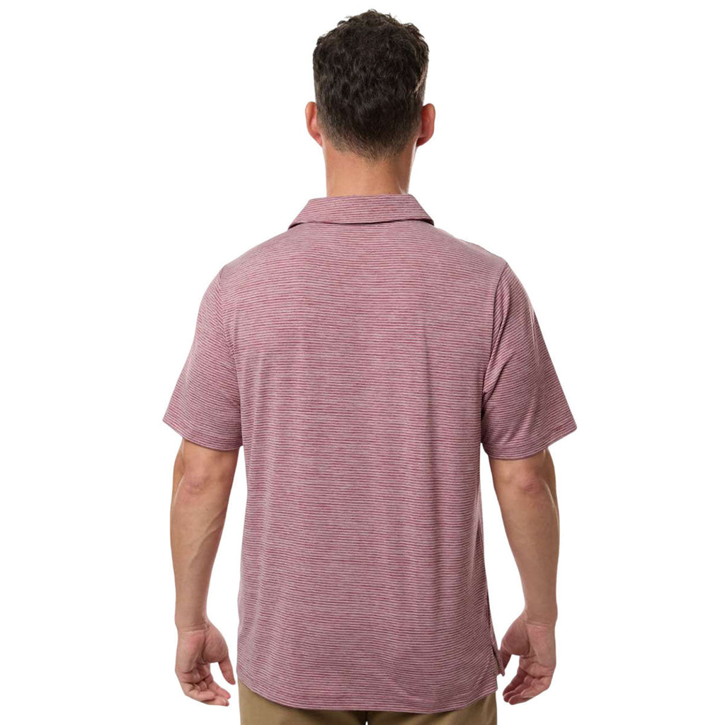 Team 365 Men's Sport Maroon Heather/White Relay Heathered Stripe Polo