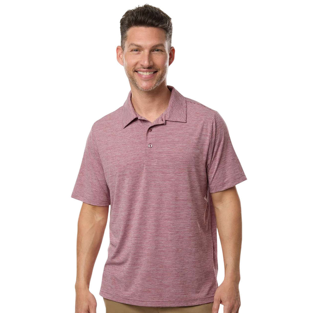 Team 365 Men's Sport Maroon Heather/White Relay Heathered Stripe Polo