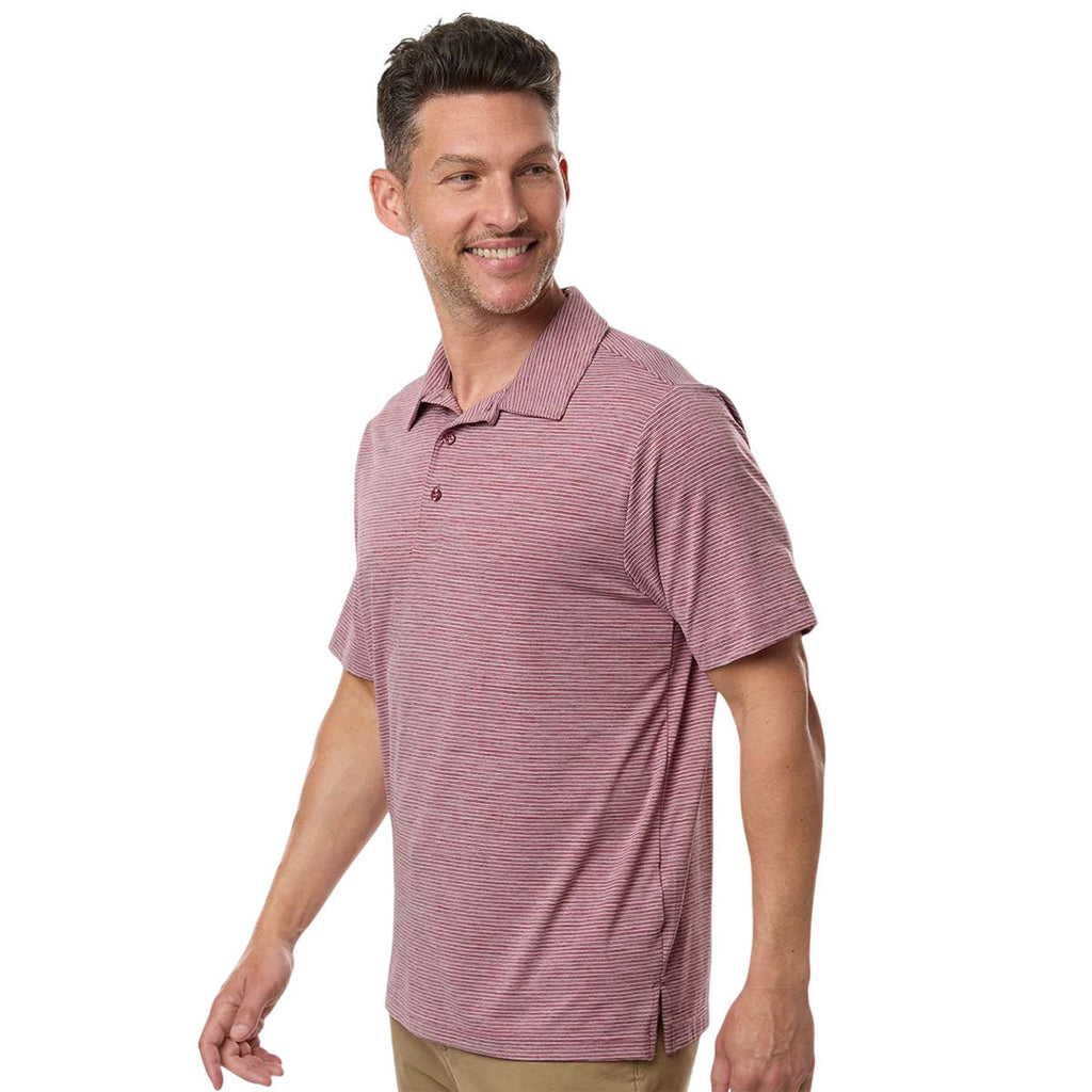 Team 365 Men's Sport Maroon Heather/White Relay Heathered Stripe Polo