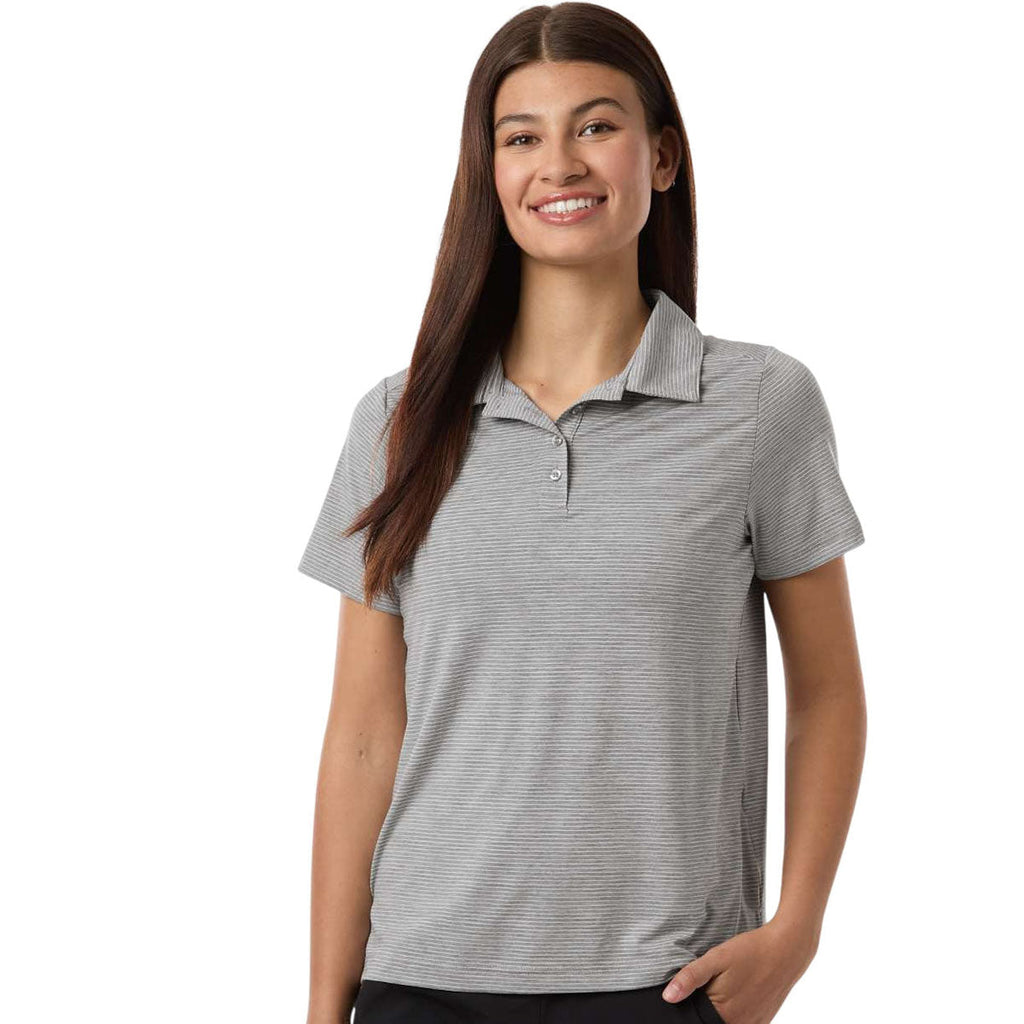 Team 365 Women's Athletic Heather/White Relay Heathered Stripe Polo