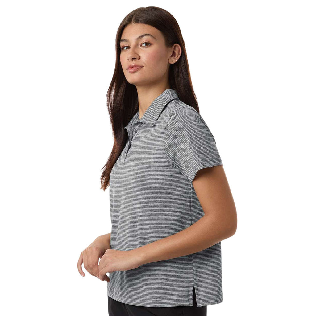 Team 365 Women's Black Heather/White Relay Heathered Stripe Polo