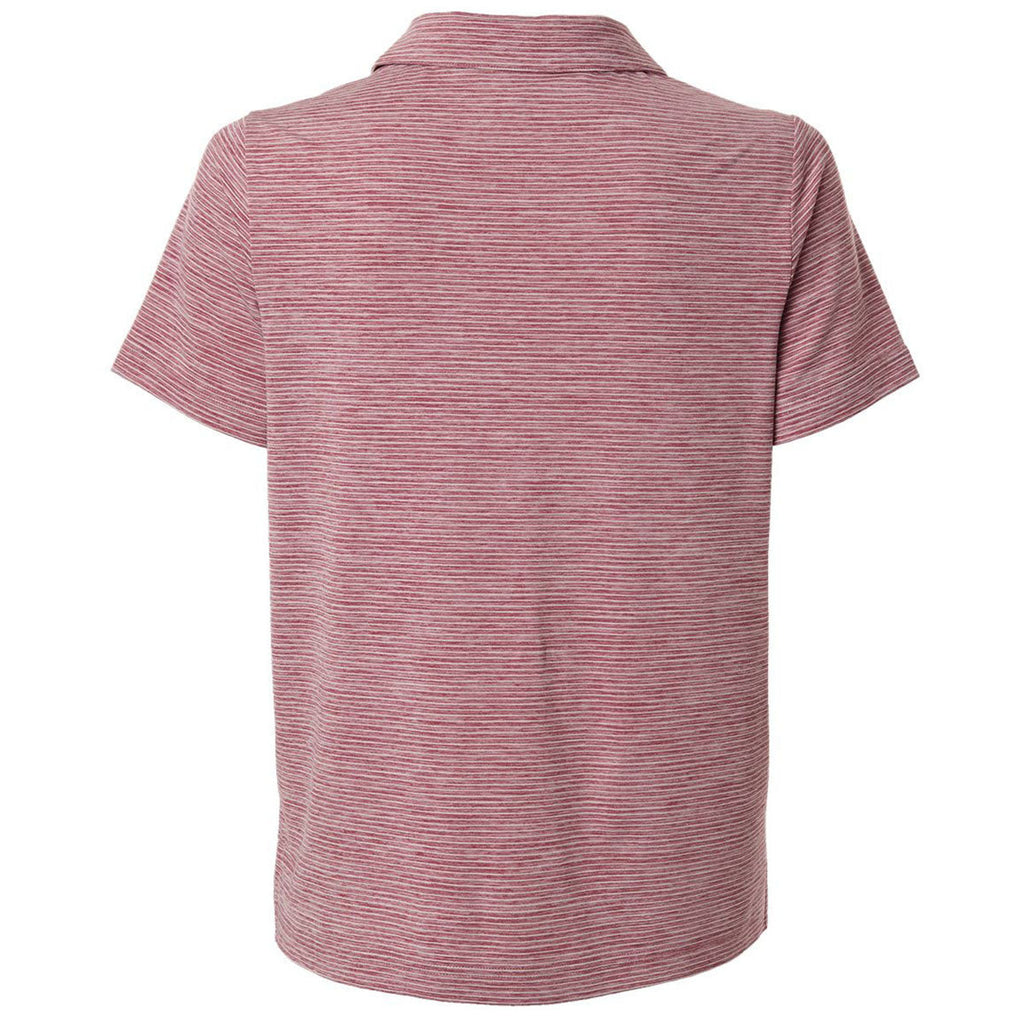 Team 365 Women's Sport Maroon Heather/White Relay Heathered Stripe Polo