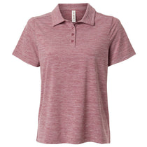 Team 365 Women's Sport Maroon Heather/White Relay Heathered Stripe Polo