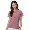 Team 365 Women's Sport Maroon Heather/White Relay Heathered Stripe Polo