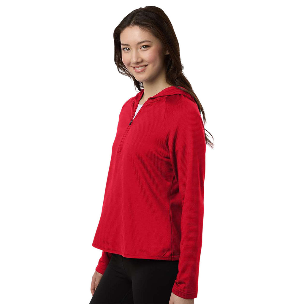 Team 365 Women's Sport Red Qualify Quarter-Zip Hooded Pullover