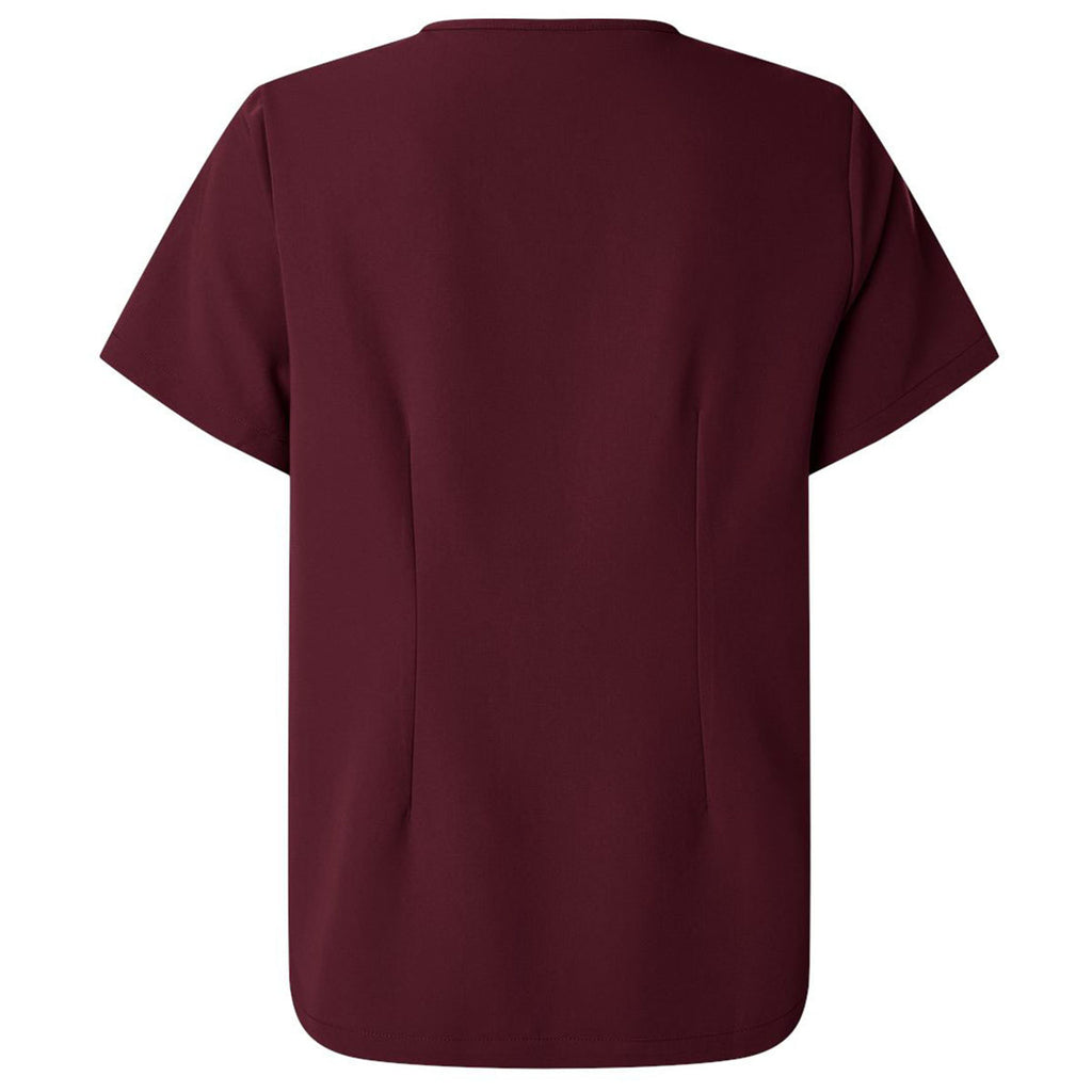 Jaanuu Women's Burgundy Rhena Essential 1-Pocket Scrub V-Neck Top