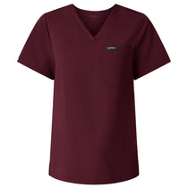 Jaanuu Women's Burgundy Rhena Essential 1-Pocket Scrub V-Neck Top