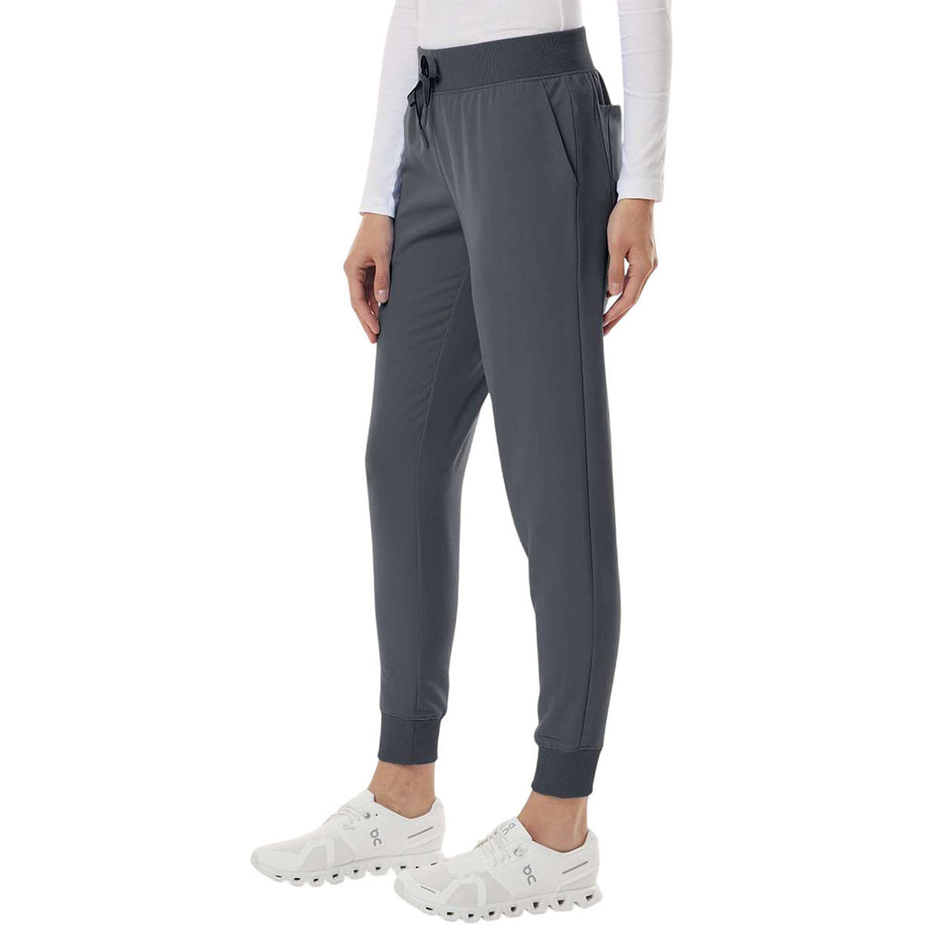 Jaanuu Women's Carbon Grey Silex Knit-Waist Scrub Joggers