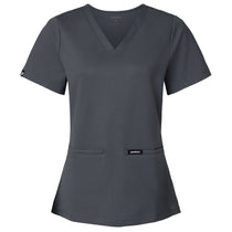 Jaanuu Women's Carbon Grey Cesi Ultrasoft Scrub V-Neck Top