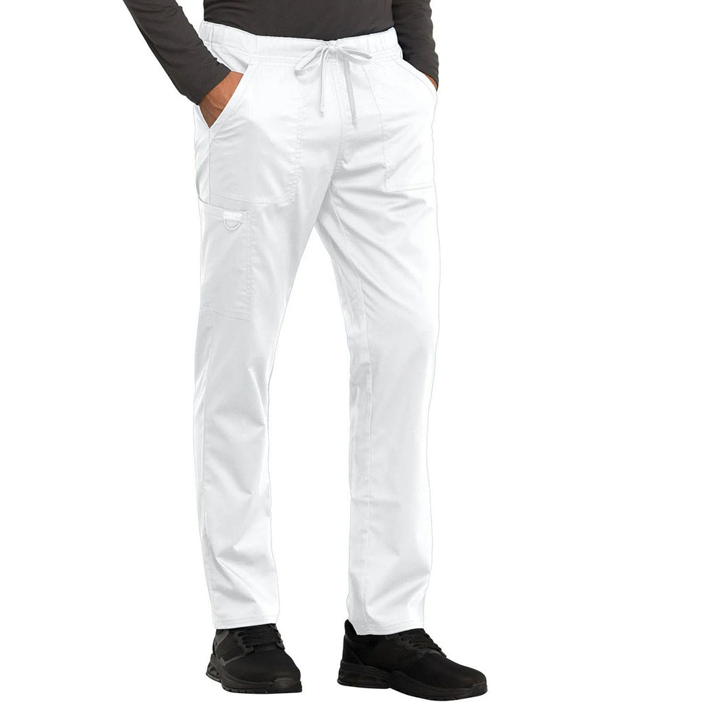 Cherokee Unisex White 4-Pocket Tapered Leg Drawstring Pant