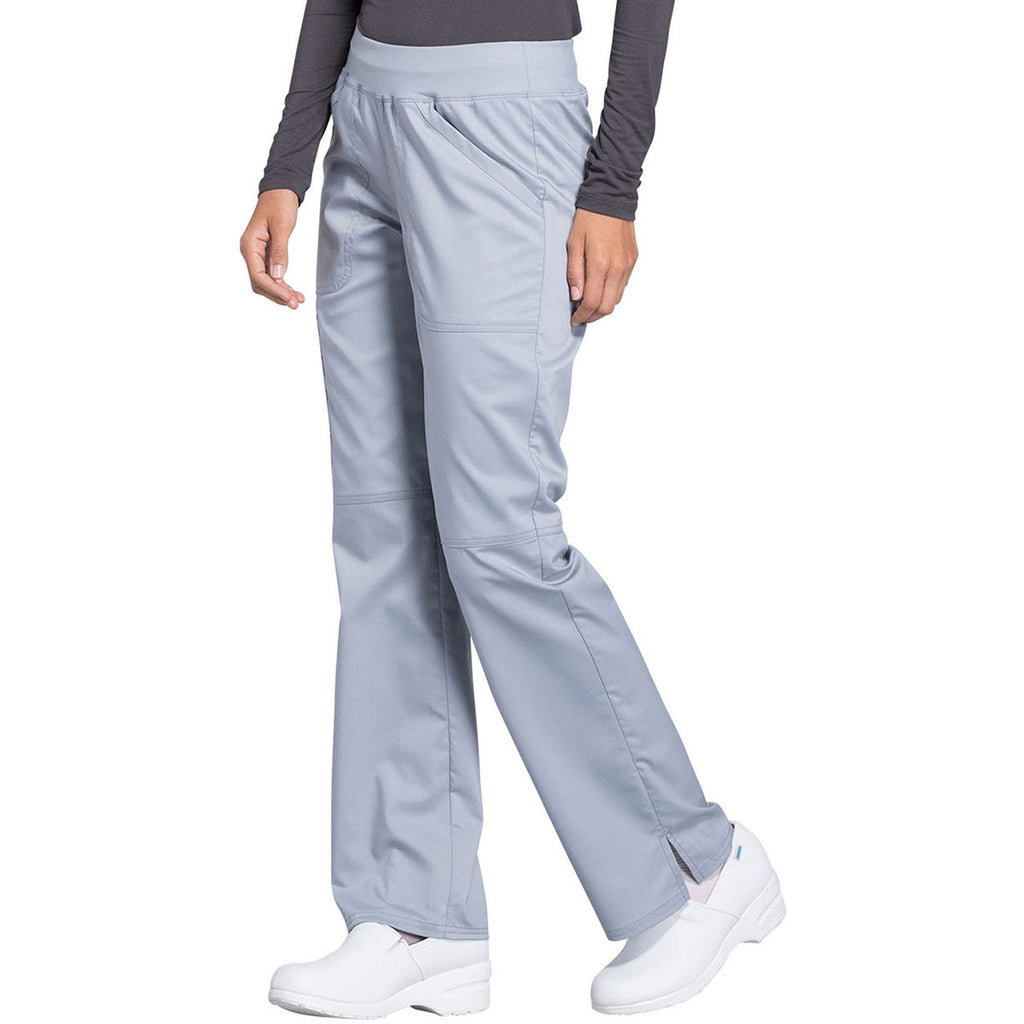 Cherokee Women's Grey Workwear Revolution Mid Rise Pull-on Cargo Pant