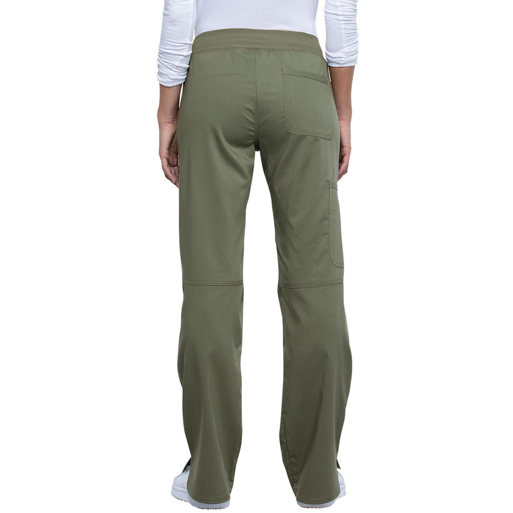 Cherokee Women's Olive Workwear Revolution Mid Rise Pull-on Cargo Pant