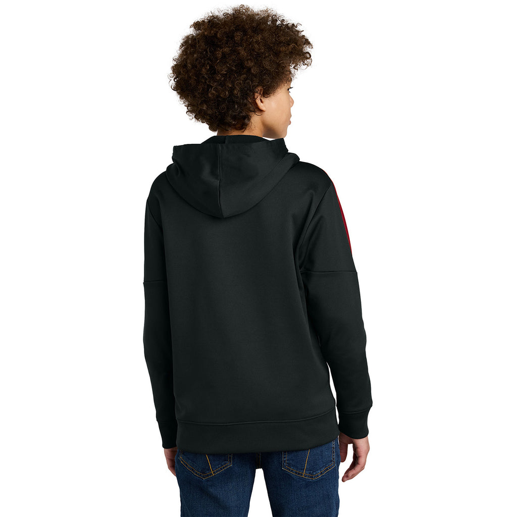 Sport-Tek Youth Black/ Deep Red Sport-Wick Fleece United Pullover Hoodie