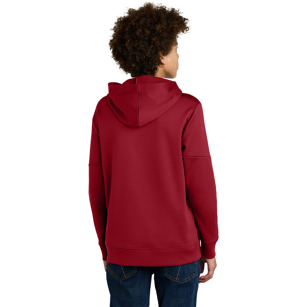 Sport-Tek Youth Deep Red/ White Sport-Wick Fleece United Pullover Hoodie