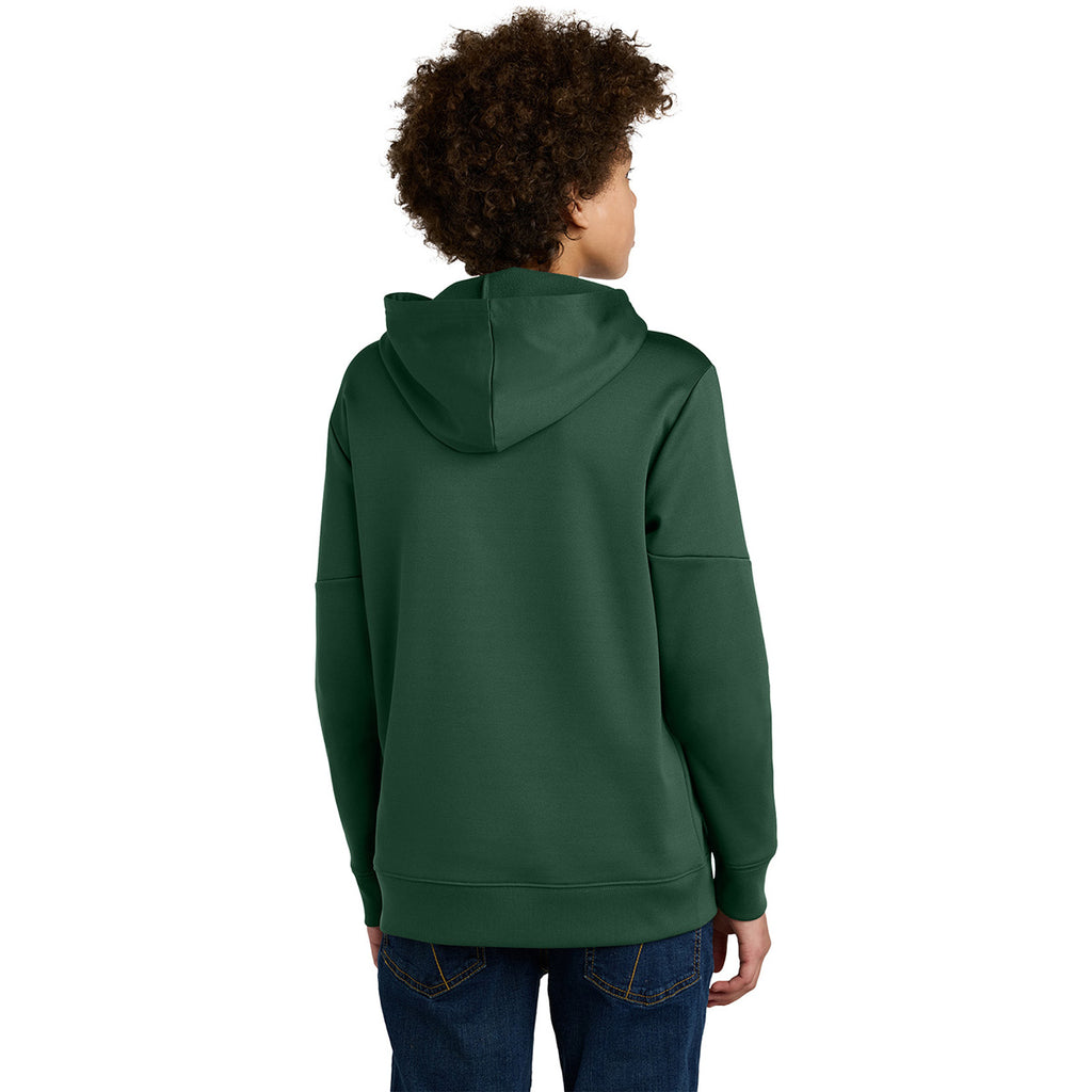 Sport-Tek Youth Forest Green/ White Sport-Wick Fleece United Pullover Hoodie