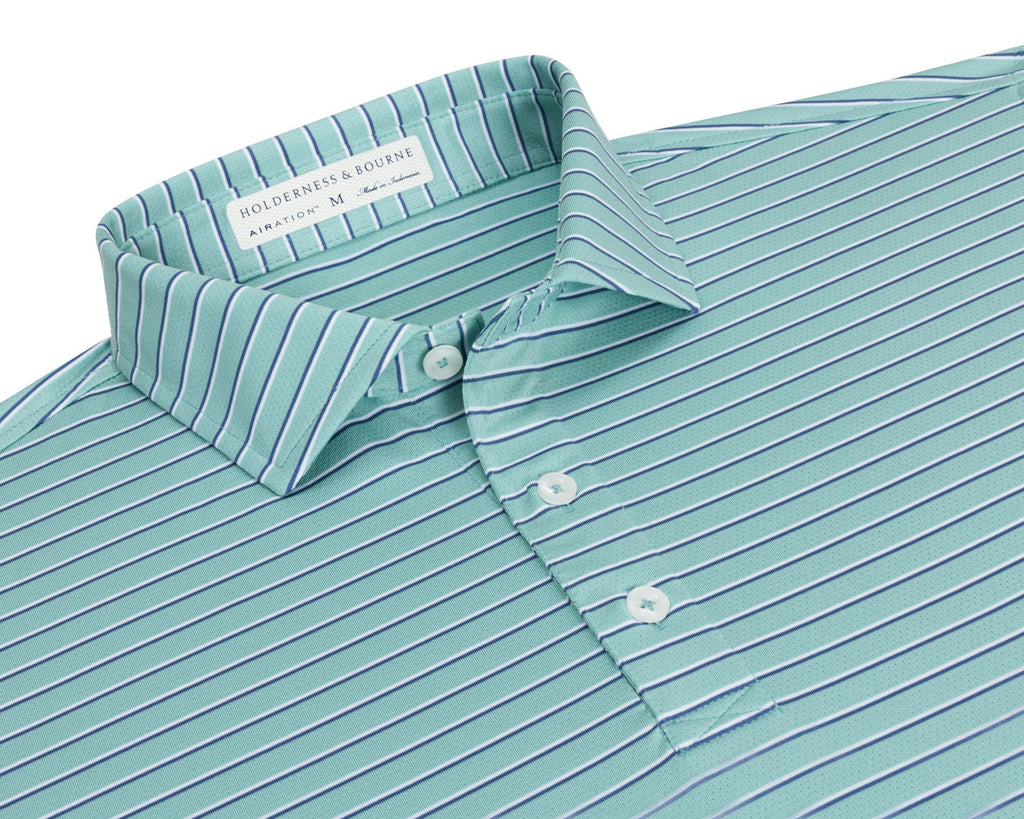 Holderness & Bourne Men's Cascade Green/White/Pacific Blue The Springer Shirt