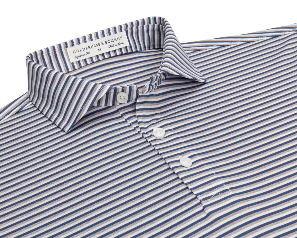 Holderness & Bourne Men's Pacific Blue/Heathered Dune/White The Fleming Shirt