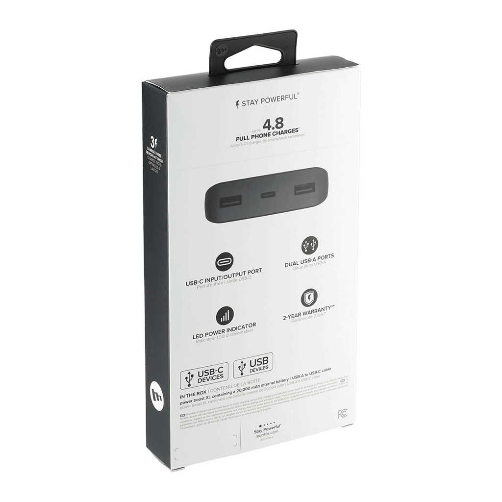 Mophie Black Power Boost 20,000 mAh Power Bank with USB-C Port