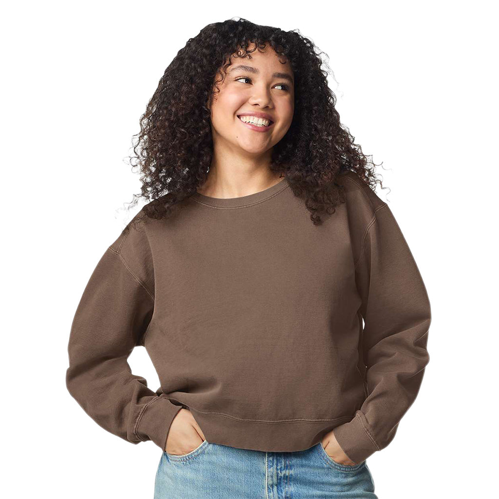 Comfort Colors Women's Espresso Garment-Dyed Mid-Length Crewneck Sweatshirt