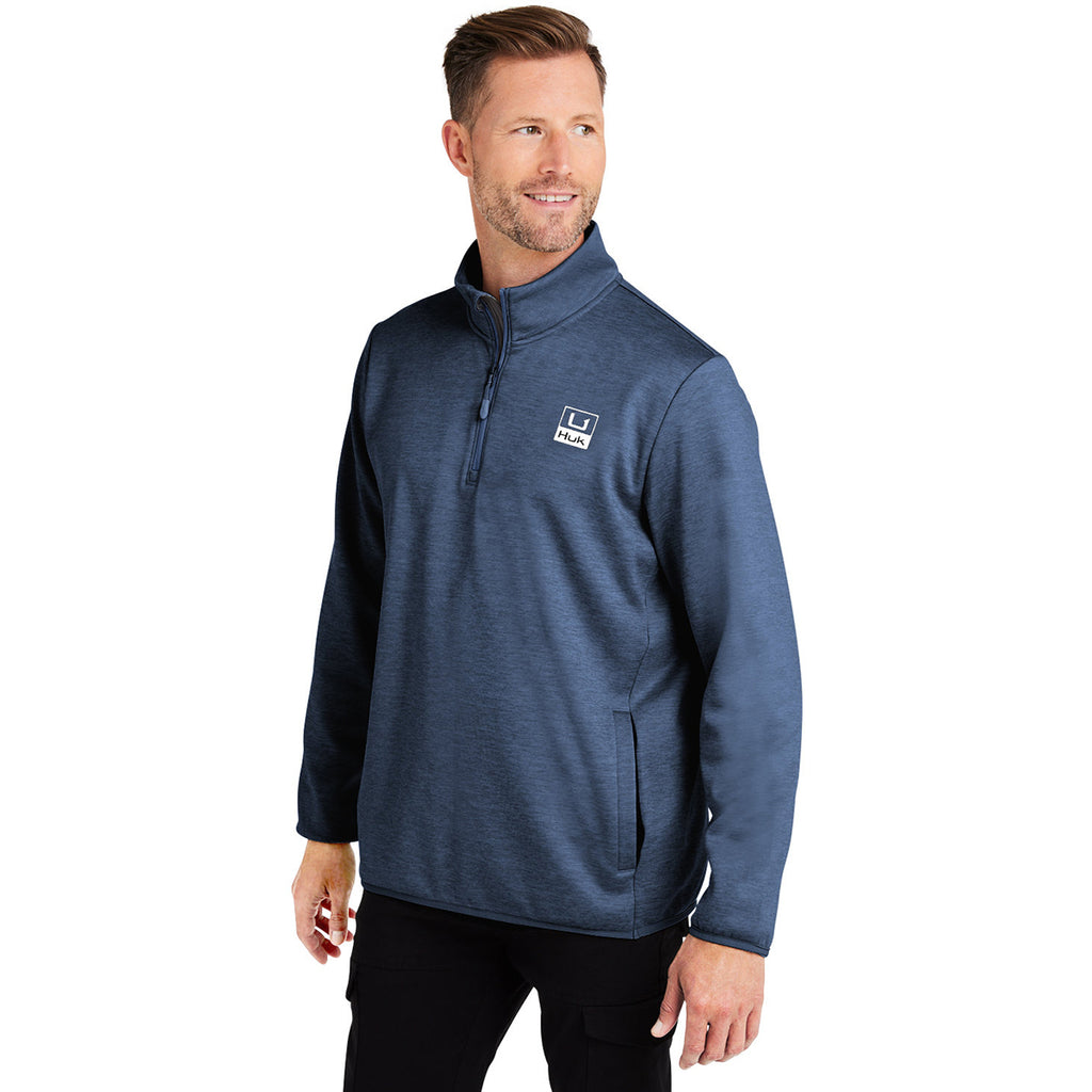 HUK Men's Naval Academy Heather Cold Front Quarter-Zip