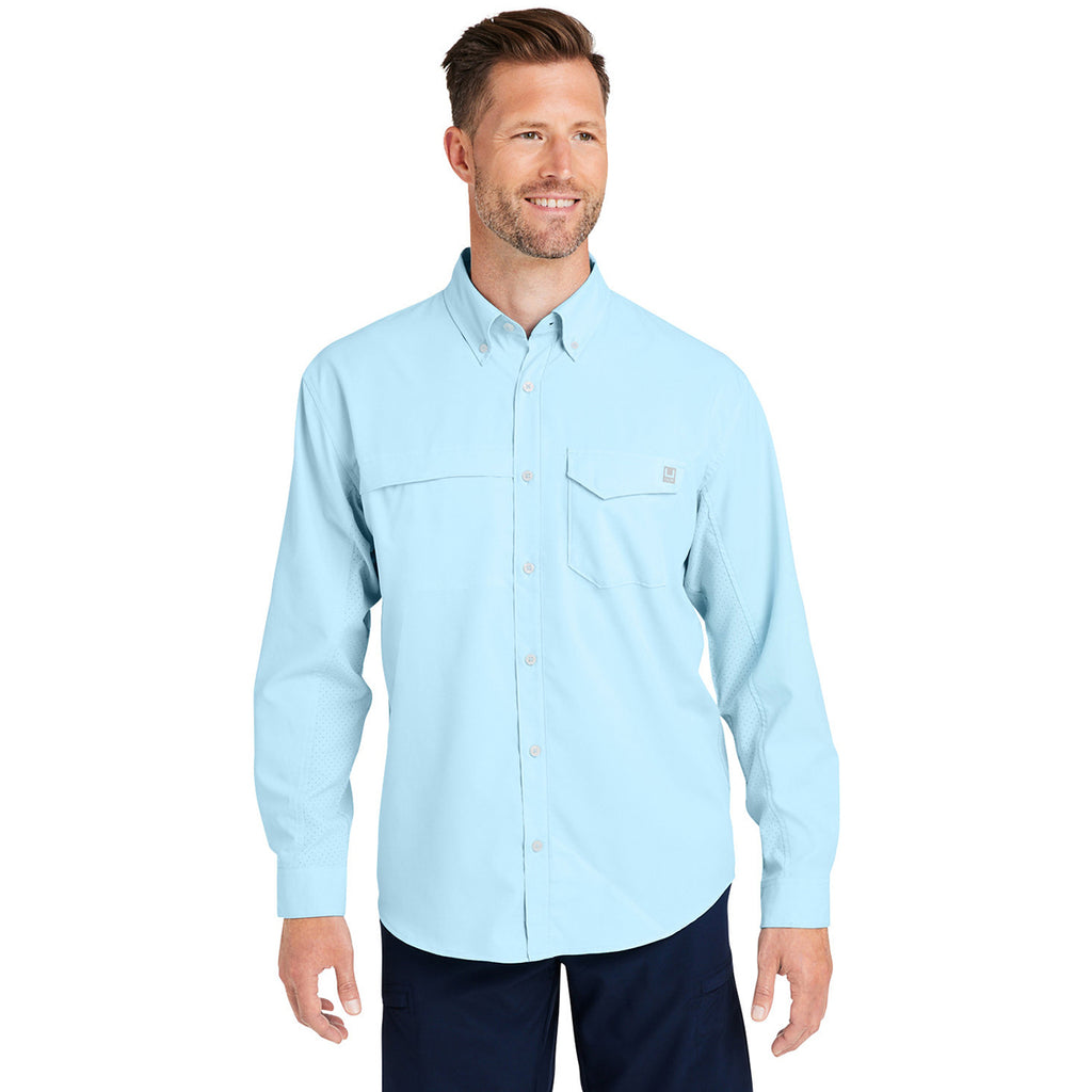 HUK Men's Crystal Blue Tide Point Long Sleeve Shirt