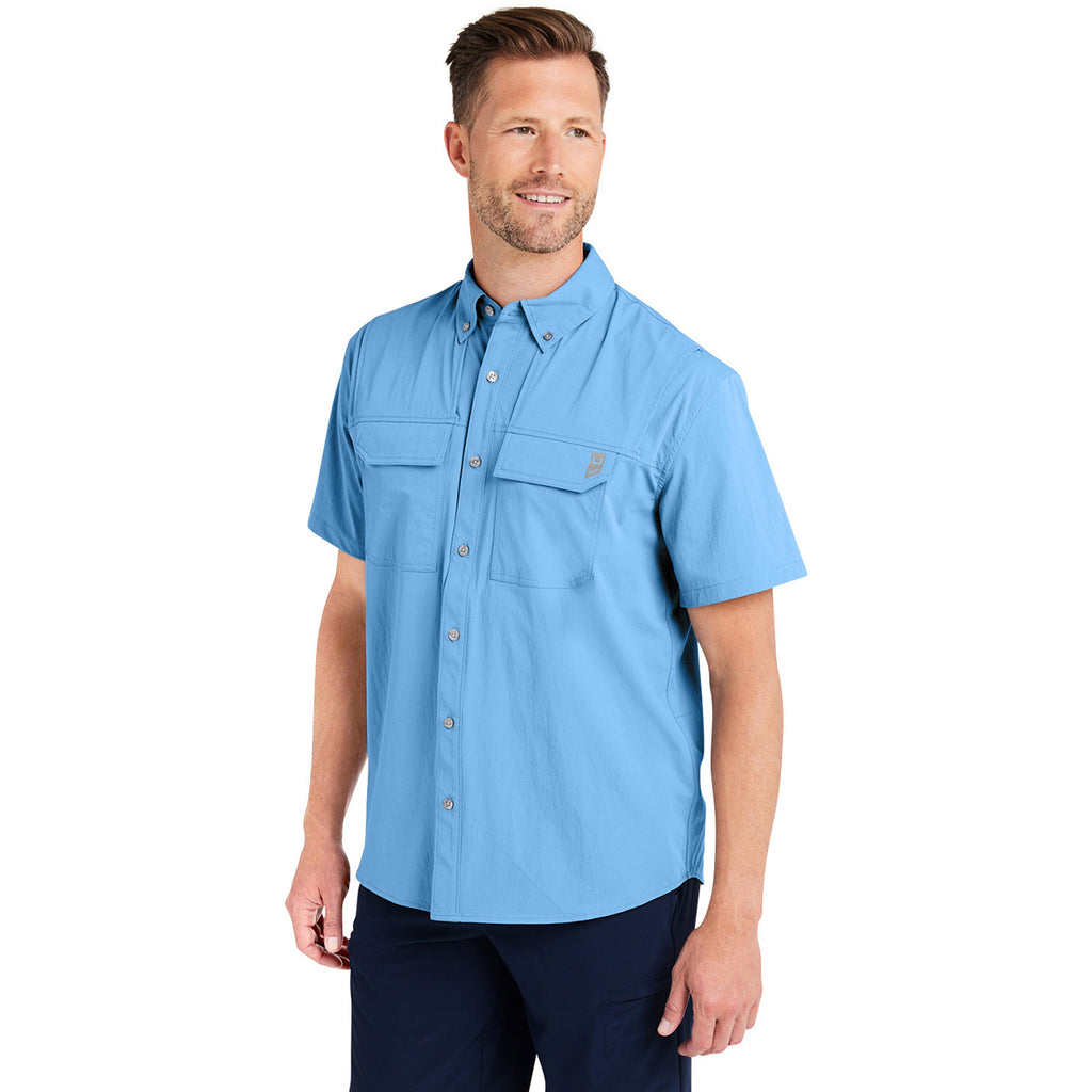 HUK Men's Marolina Blue Creekbed Short Sleeve Shirt