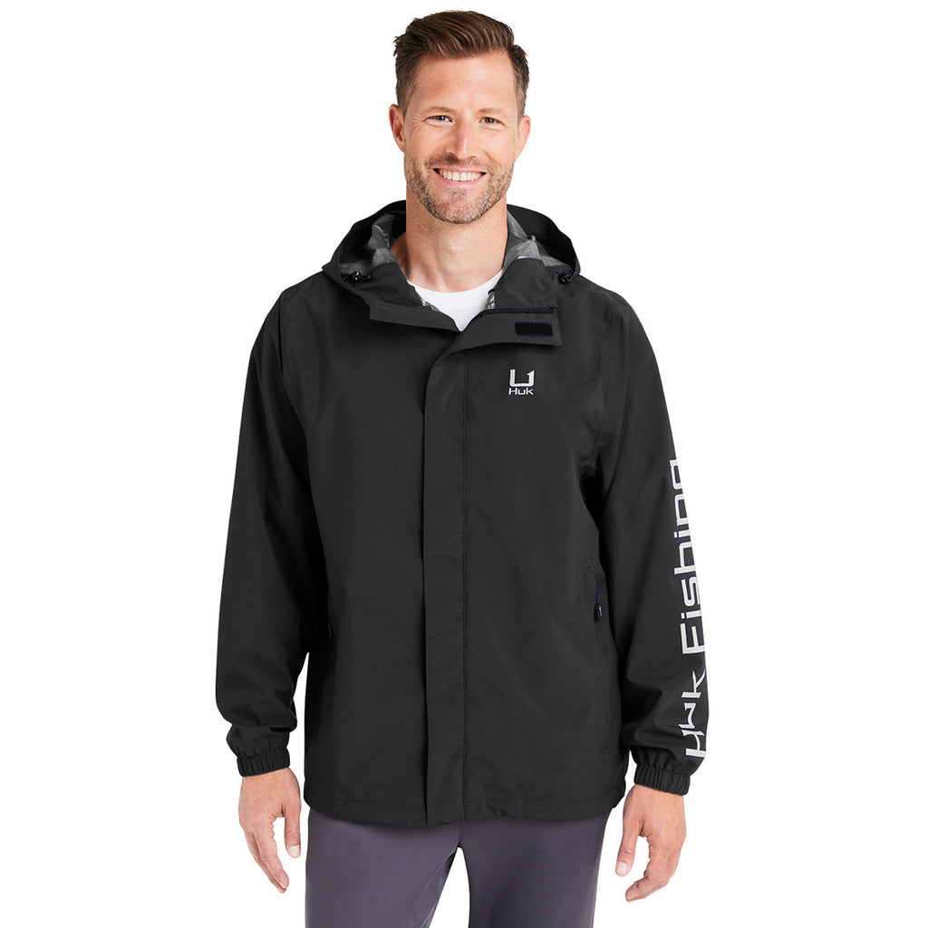 HUK Men's Black Storm Rain Jacket