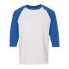 Gildan Men's White/Royal Heavy Cotton Raglan Three-Quarter Sleeve T-Shirt