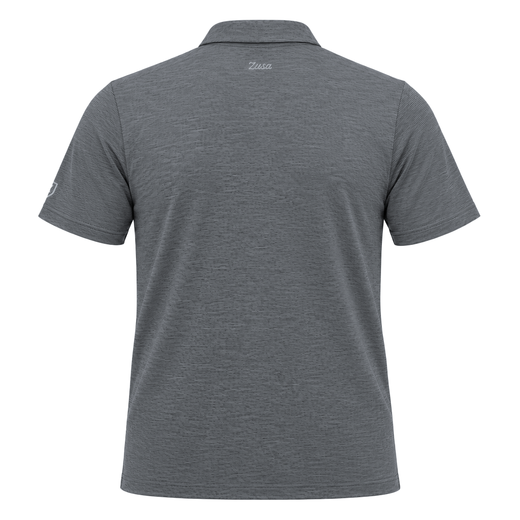 Zusa Men's Steel/Black Heather Stripe Polo
