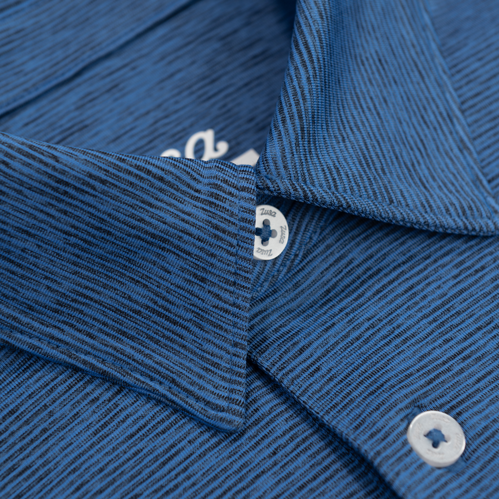 Zusa Men's Vivid Blue/Navy Heather Stripe Polo
