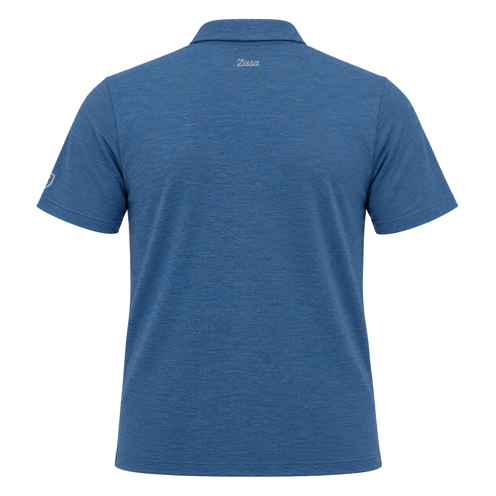 Zusa Men's Vivid Blue/Navy Heather Stripe Polo