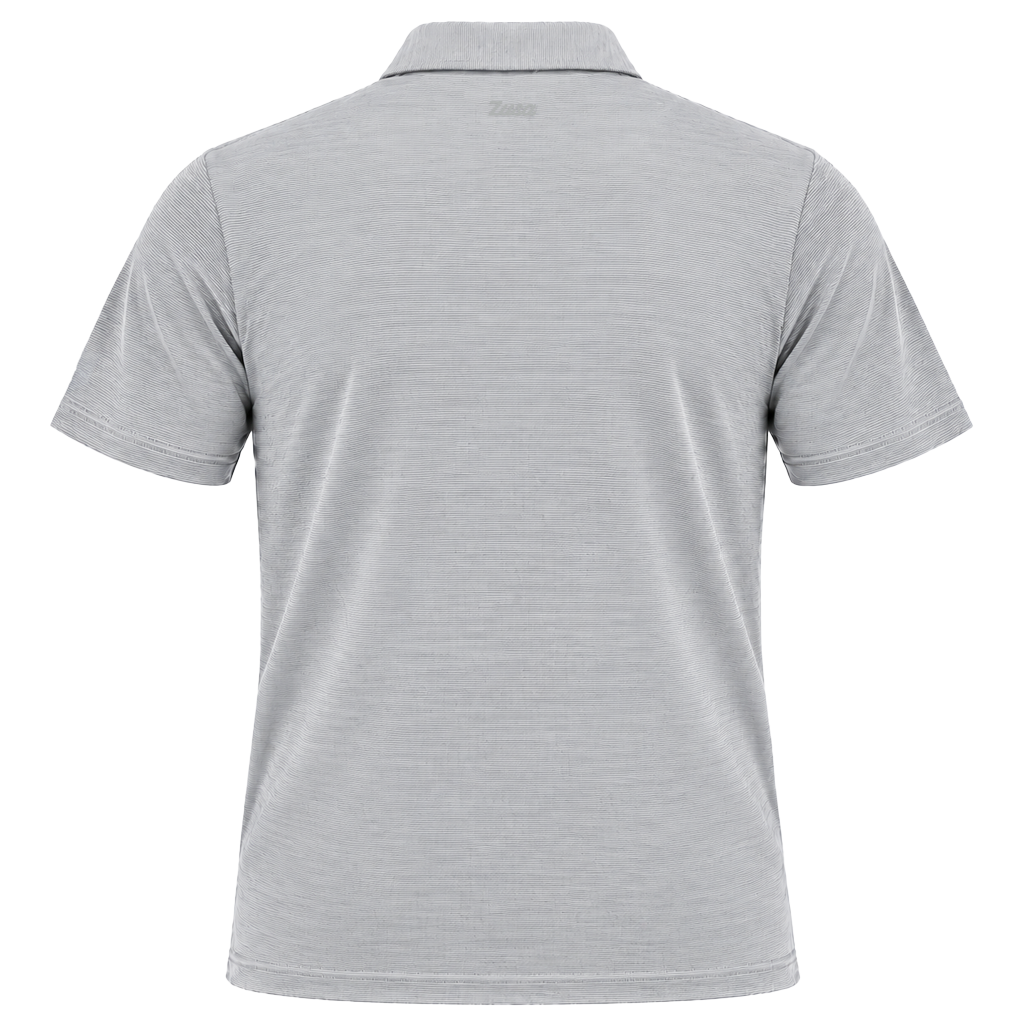 MerchPerks Zusa Men's White/Steel Heather Stripe Polo