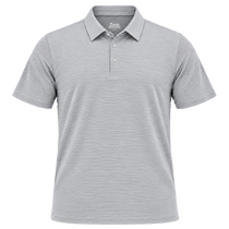 Zusa Men's White/Steel Heather Stripe Polo