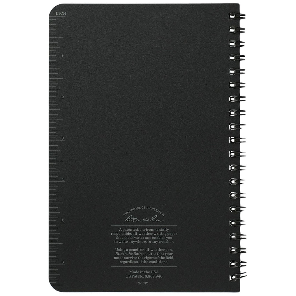 Rite in the Rain Black 4.6" x 7" Side Spiral Notebook
