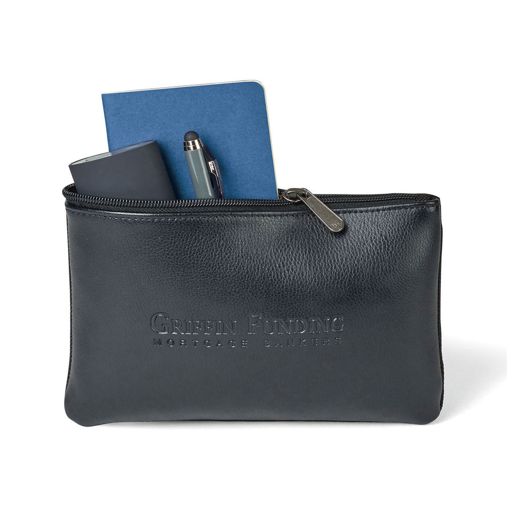 Travis & Wells Black Leather Zippered Pouch