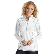Antigua Women's White/Silver Tempo Fine Stripe Quarter Zip