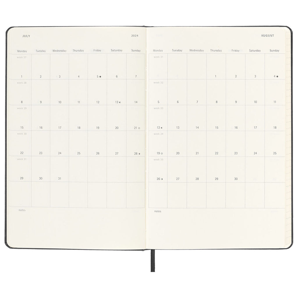 Moleskine Black Hard Cover Large 12-Month Weekly 2024 Planner and GO Pen Gift Set