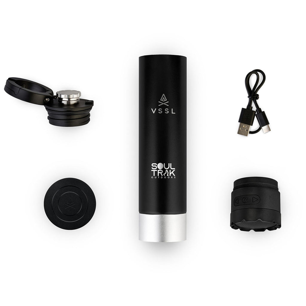 VSSL Black Insulated Flask with Bluetooth Speaker