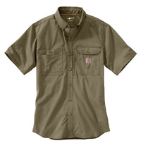 Carhartt Men's Burnt Olive Force Ridgefield Solid SS Shirt