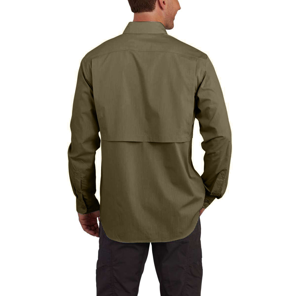 Carhartt Men's Burnt Olive Force Ridgefield Solid LS Shirt