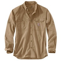 Carhartt Men's Dark Khaki Force Ridgefield Solid LS Shirt