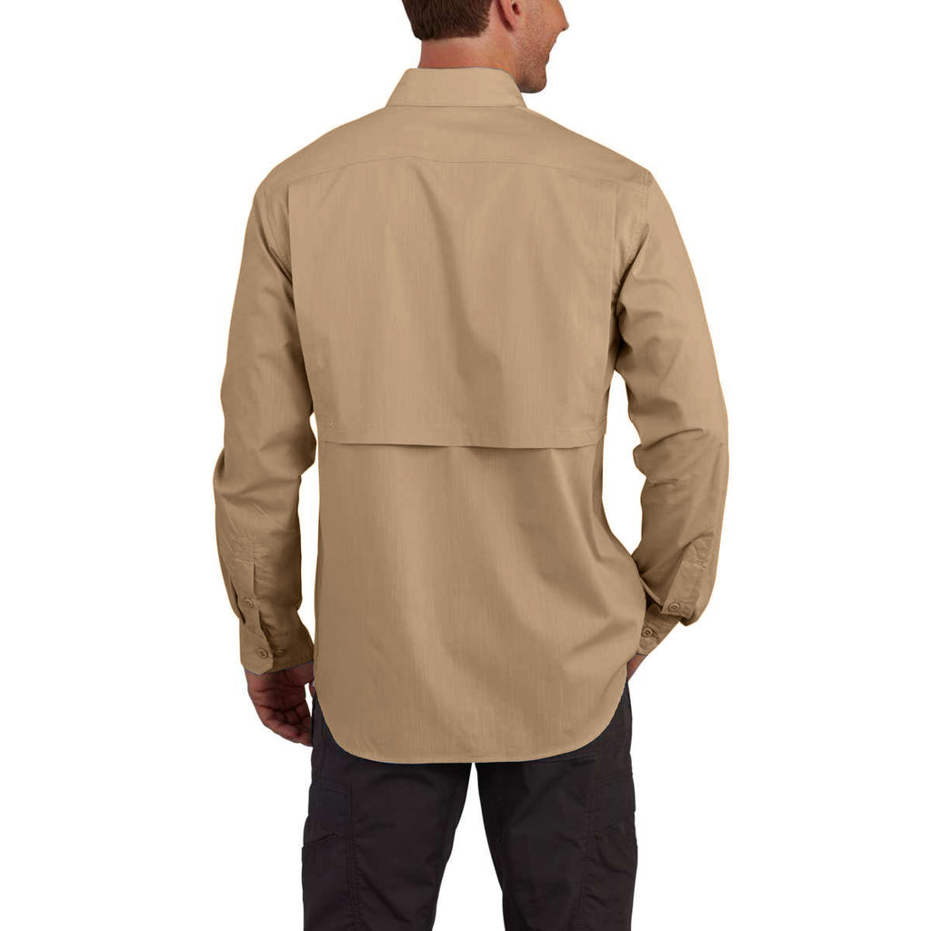 Carhartt Men's Dark Khaki Force Ridgefield Solid LS Shirt