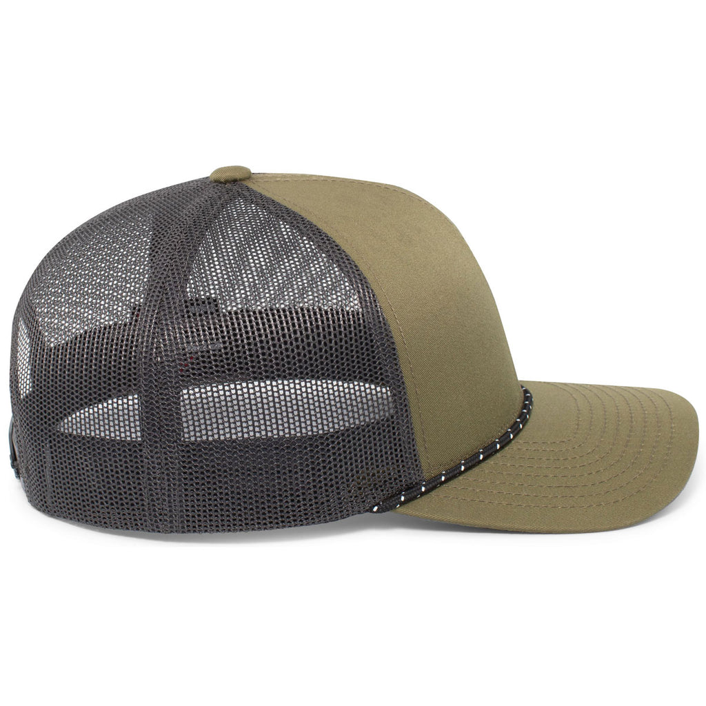 Pacific Headwear Moss Green/Light Charcoal/Moss Green Trucker Snapback Braid Cap