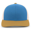 Pacific Headwear Ocean Blue/Beige/Amber Gold Snapback Trucker Mesh Cap