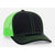 Pacific Headwear Black/Neon Green Snapback Trucker Mesh Cap