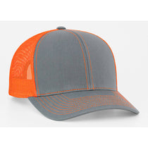 Pacific Headwear Graphite/Neon Orange Snapback Trucker Mesh Cap