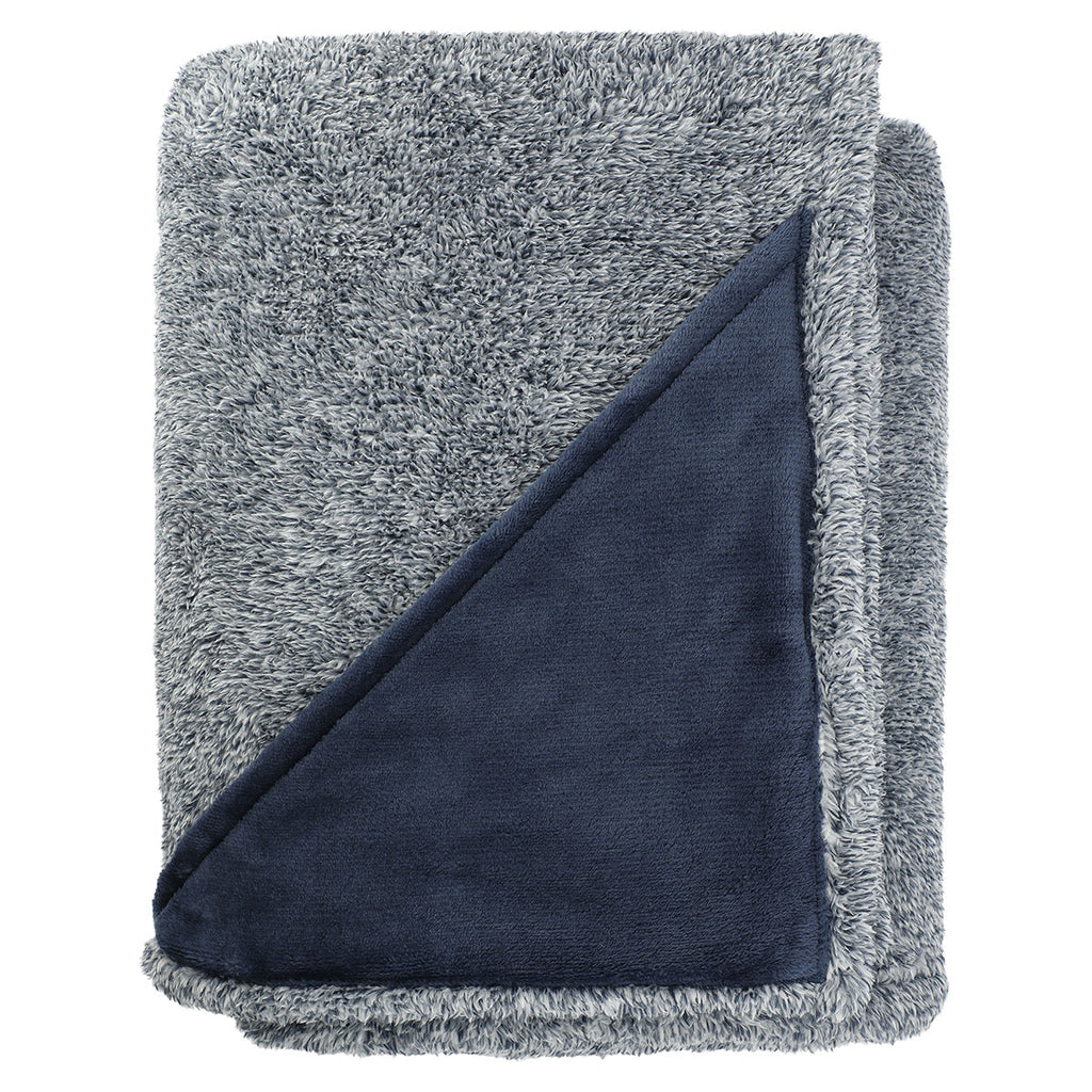 Leed's Navy Heathered Fuzzy Fleece Blanket